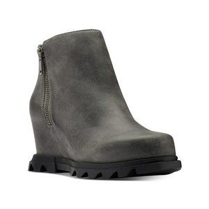 SOREL Women's Joan of Artic Wedge III Lug Sole Zip Booties Gray Quarry Size 11